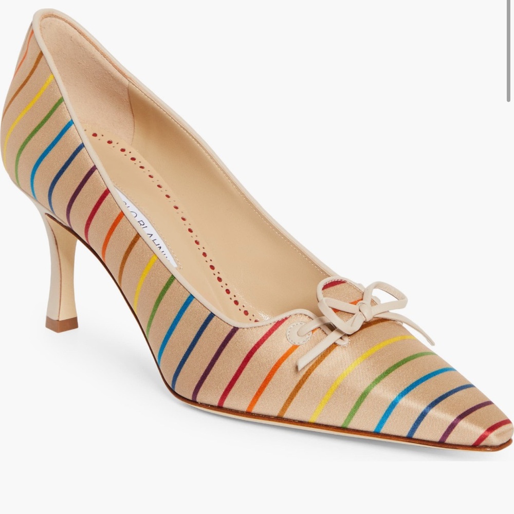 Manolo Blahnik Multicolor Striped Heels